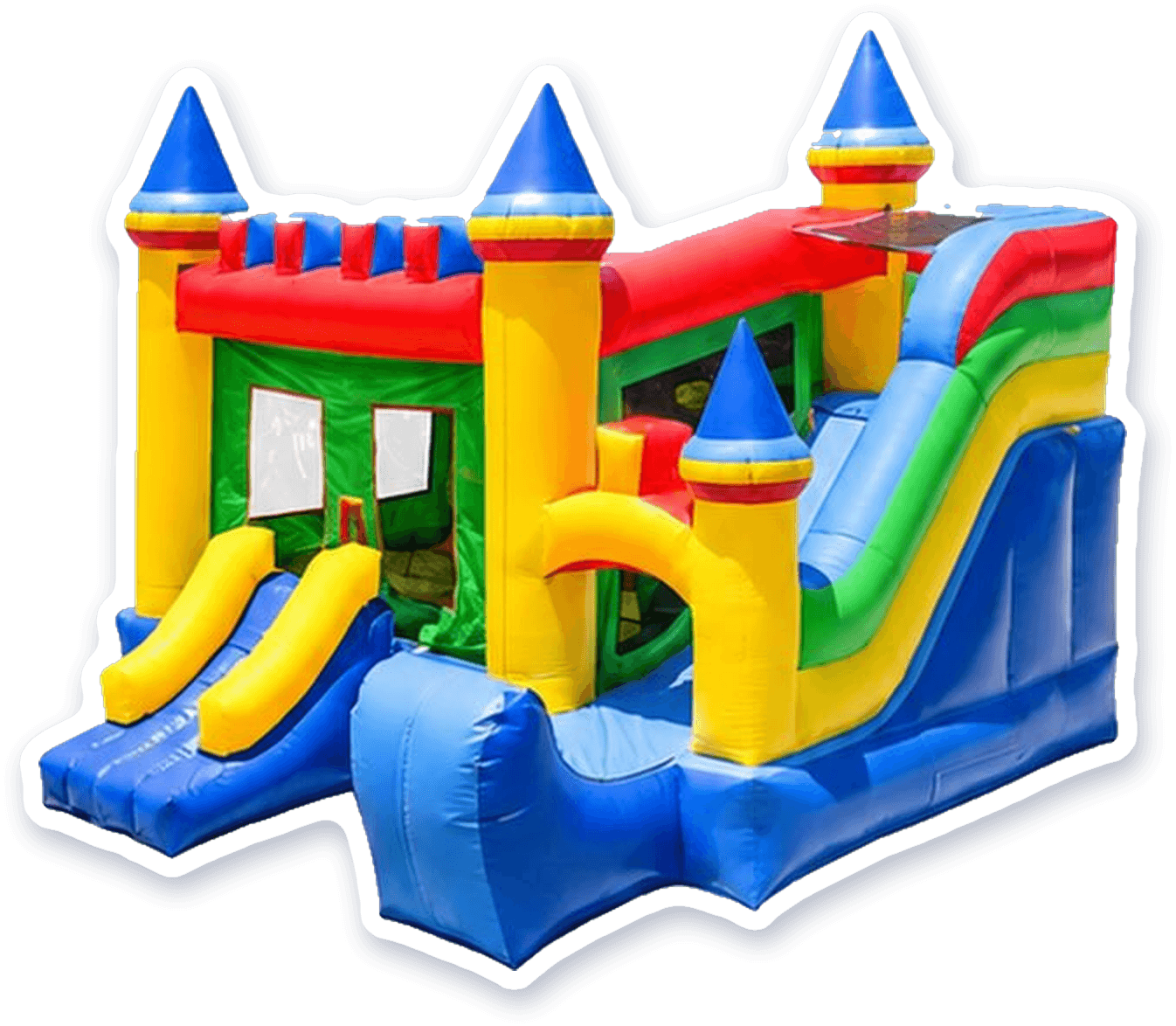 Castle with Slide, a combo bounce castle with a slide on either side